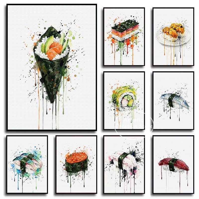 ภาพวาดสีน้ำอาหารญี่ปุ่น ซูชิปล - Japanese Lifestyle Food บทวิจารณ์และราคา