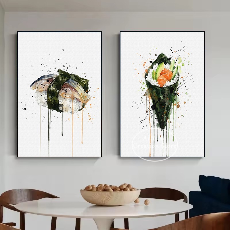 ภาพวาดสีน้ำอาหารญี่ปุ่น ซูชิปล - Japanese Lifestyle Food บทวิจารณ์และราคา
